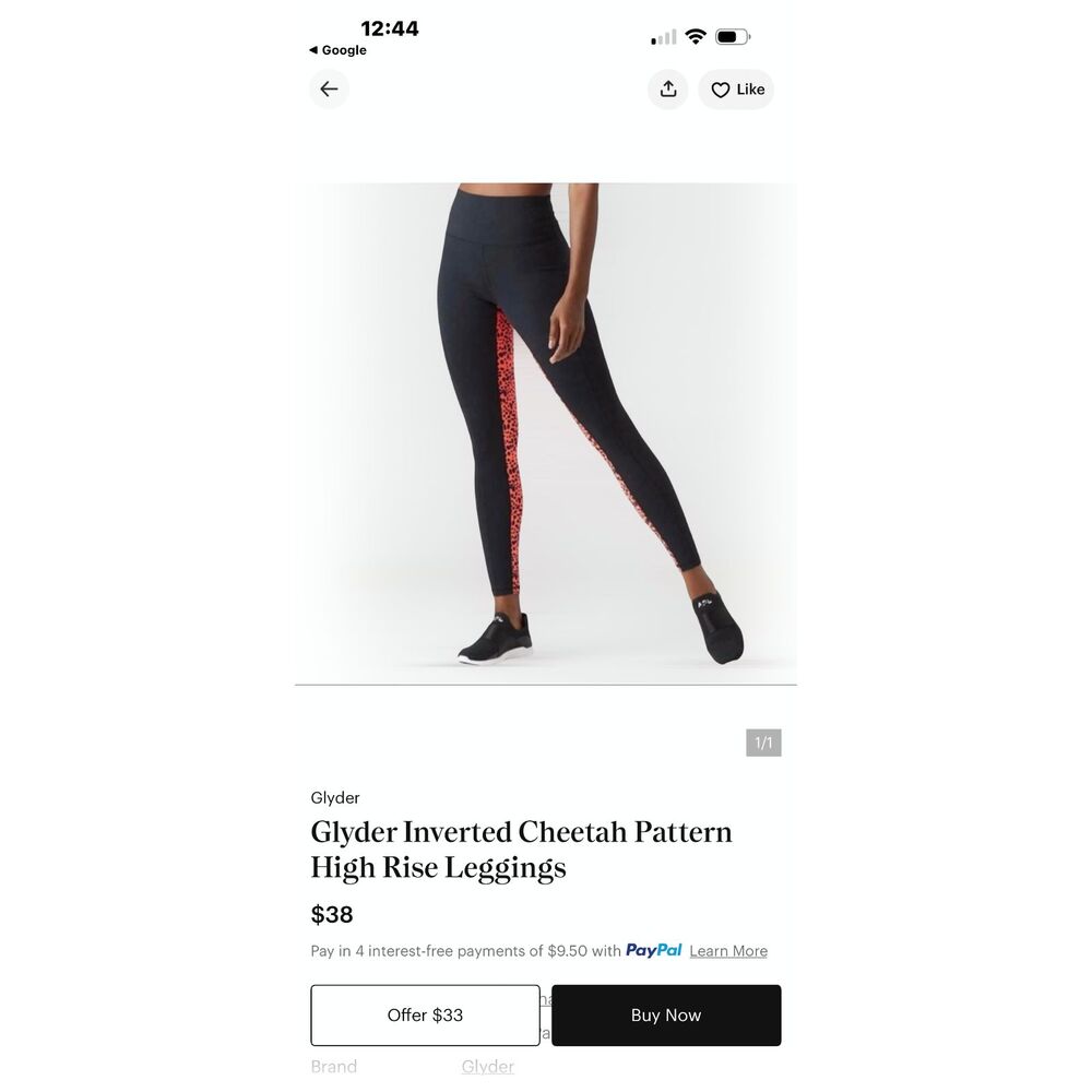 Glyder Inverted Cheetah High Rise Leggings Black Pink Size M